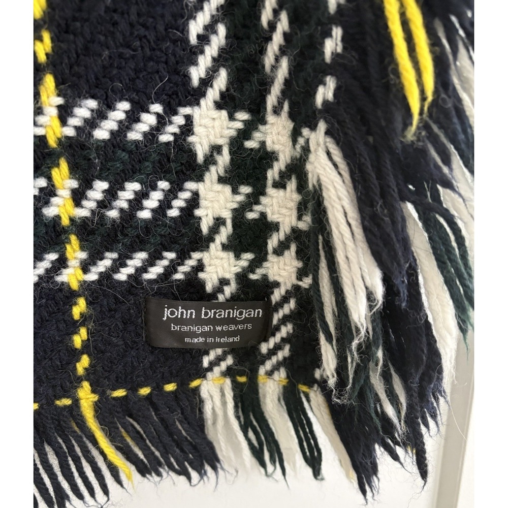Handmade Irish Wool Blanket John Branigan 100% Pure Wool Throw BlackYellow 50x66 - Picture 2 of 8